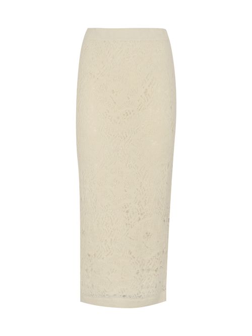 Gonna midi in pizzo di lana D. Exterior | 612673LATTE